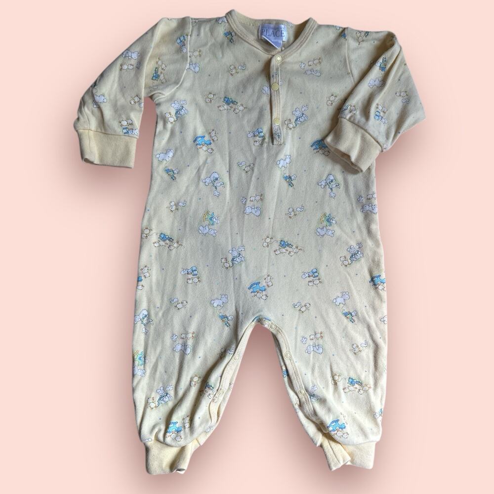 Vtg Sleeper Coverall Baby 12 Months Yellow One Piece Children’s Place Duck Bunny
